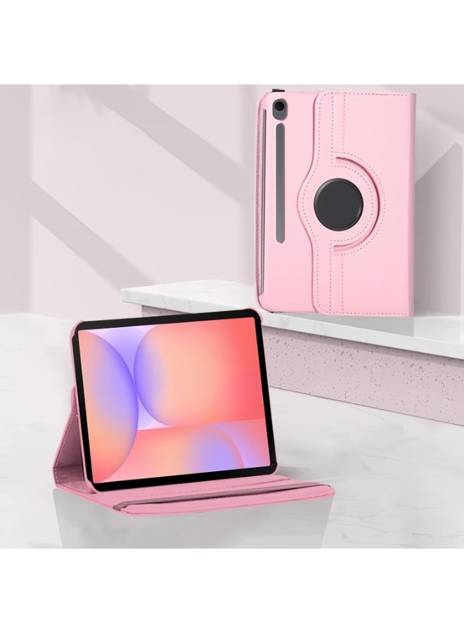 Case Compatible with Galaxy Tab S10 Lite 10.9 inch 2025 (SM-X400/SM-X406B) Tablet Protector Pebbled Rotating 360 Solid Color Protective Case Holster (Pink)